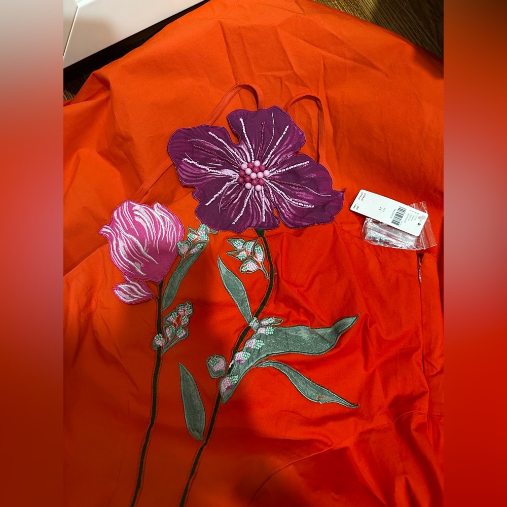 Yukiko Noritake x Anthropologie Asymmetric Floral Midi Dress in Orange - Picture 5 of 6